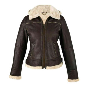 Dark Brown Shearling Leather Jacket Women
