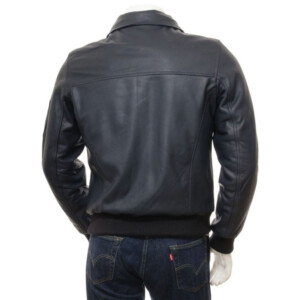 Mens Black Bomber Leather Jacket