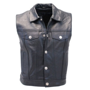 Men’s Motorcycle Black Leather Vest