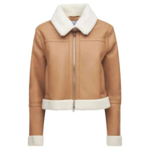 Tan Brown Shearling Leather jacket