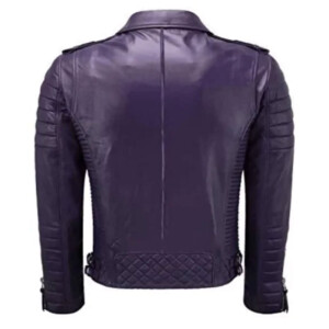 Women Purple Leather Quilted Jacket