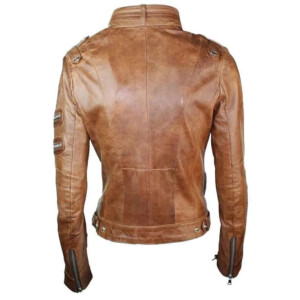 Slim Fit Leather Vintage Punk Biker Jacket for Women’s