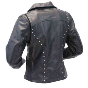 Women’s Studded Black Motorcycle Leather Jacket