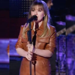 Kelly Clarkson Brown Faux Leather Jacket