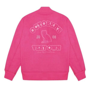 October’s Very Own Pink Hooded Varsity Jacket